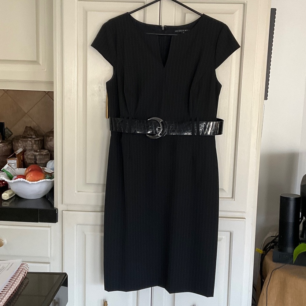 ANTONIO MELANI Black Midi Dress with Belt
